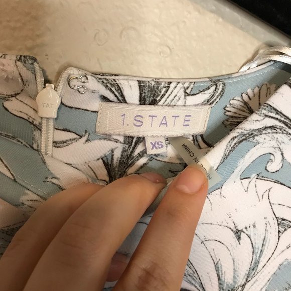 1. STATE Blue & White Baroque Pattern Work Dress - Picture 6 of 8